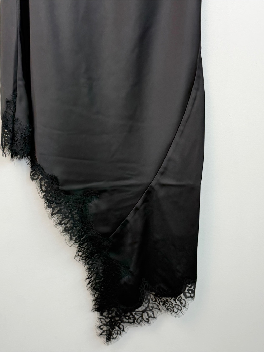 NWT REVOLVE Camila Coelho black satin lace silky asymmetrical slip dress M - Picture 9 of 14